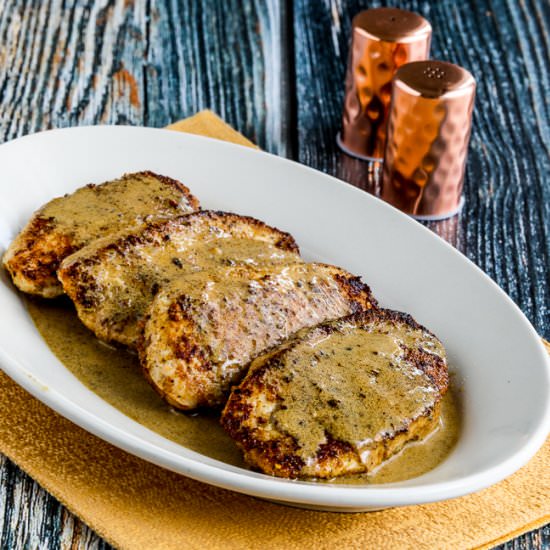 Chicken Cutlets with Mustard Sauce - Recipe photo by kalynskitchen