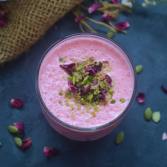 Rose Lassi | Rose Yogurt Drink - Recipe photo by Sharmila Kingsly