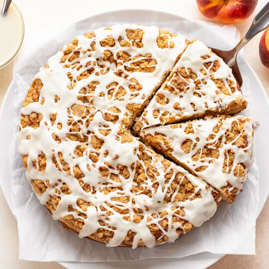 Peaches and Cream Coffee Cake - Recipe photo by thecozyapron