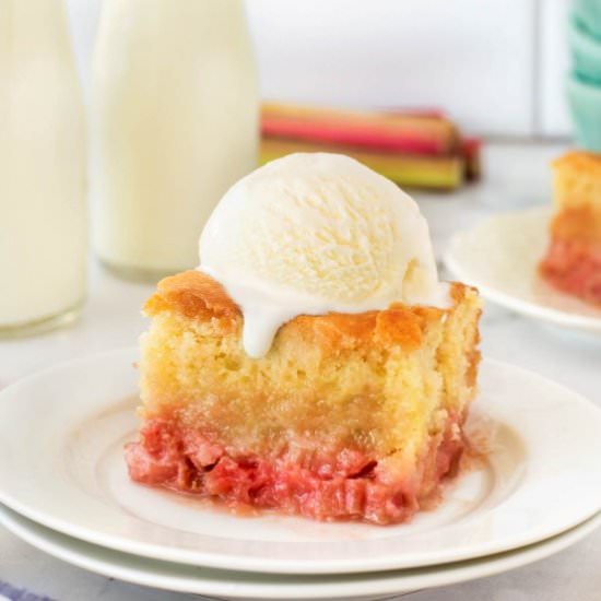 Old-Fashioned Rhubarb Pudding Cake - Recipe photo by noshingwiththenolands