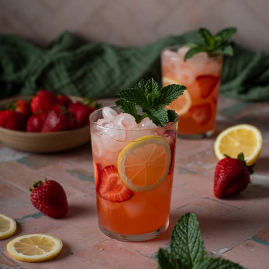 Strawberry Lemonade Vodka Cocktail - Recipe photo by anerdcooks
