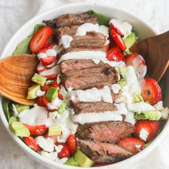 Strawberry Steak Poppyseed Salad - Recipe photo by erinliveswhole