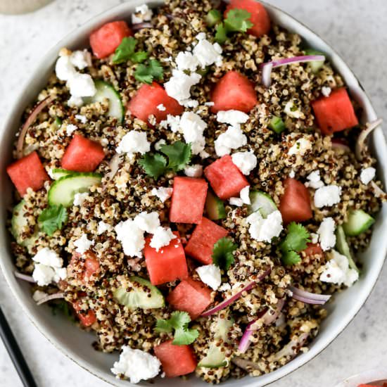 Quinoa Salad with Watermelon & Feta - Recipe photo by farmflavor
