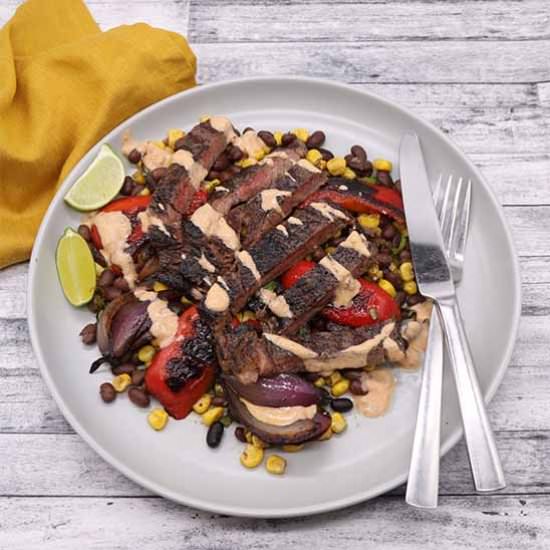 Steak with Charred Veg and Chipotle - Recipe photo by fellybull