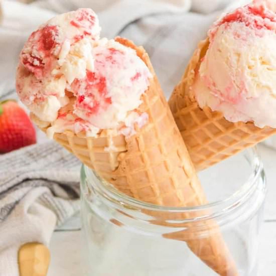 Strawberry Swirl Ice Cream - Recipe photo by OnMyKidsPlate