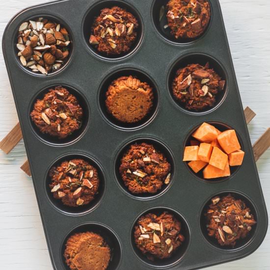 Almond Thyme Sweet Potato Muffins - Recipe photo by BEET OF THE WILD