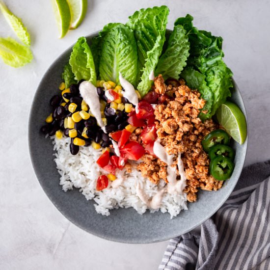 Ground Chicken Burrito Bowls - Recipe photo by InquiringChef