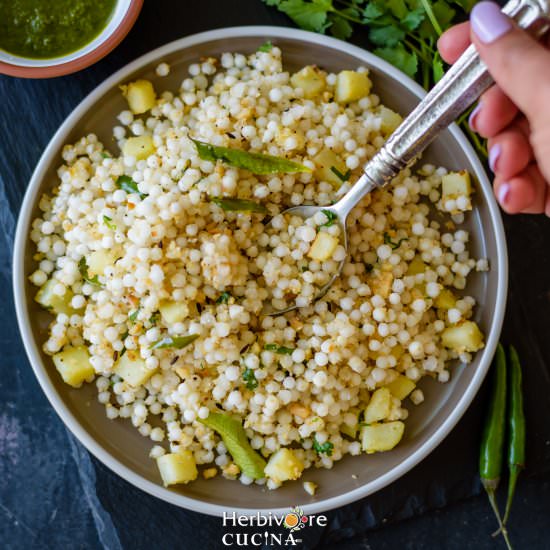 Sabudana Khichdi | Sago Pilaf - Recipe photo by Herbivore Cucina