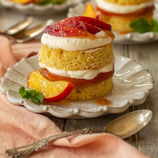 Rhubarb Nectarine Sponge Cakes - Recipe photo by tenpoundcakecompany