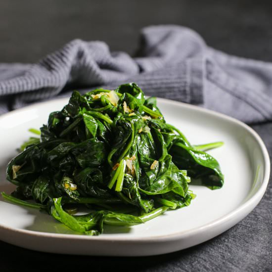 Sautéed Spinach with Green Garlic - Recipe photo by theproducepack