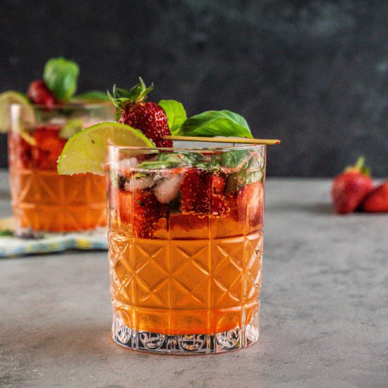 Strawberry Basil Smash Drink - Recipe photo by Lifeandlemons