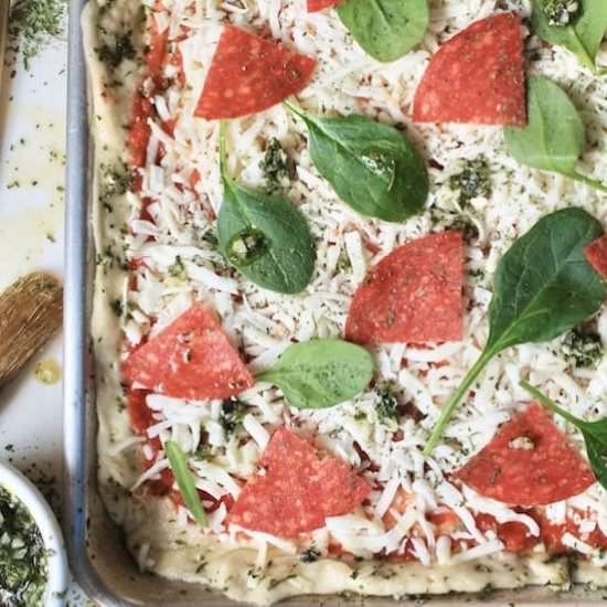 Sheet Pan Garlic Olive Oil Pizza - Recipe photo by Red Wine Dragons