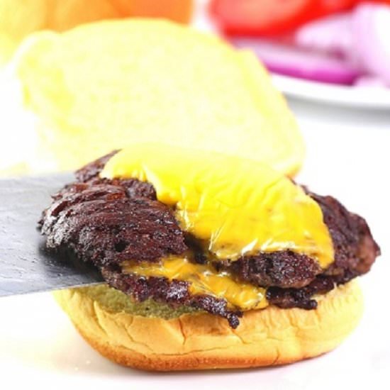 double smashed burgers with cheese - Recipe photo by nowcookthis