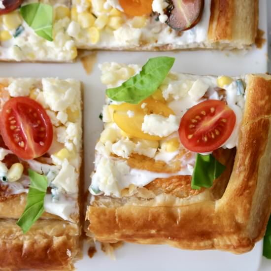 Labne Corn and Tomato Tart - Recipe photo by goodgriefcook