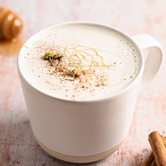 Chamomile Milk Tea Latte - Recipe photo by Our Nourishing Table
