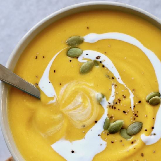 Creamy Vegan Pumpkin Soup - Recipe photo by theconscientiouseater