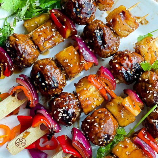 Grilled Turkey Meatball Skewers - Recipe photo by asiancaucasian
