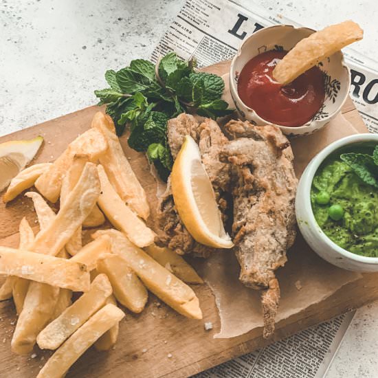 Vegan Banana Blossom Fish and Chips - Recipe photo by sweeterthanoats
