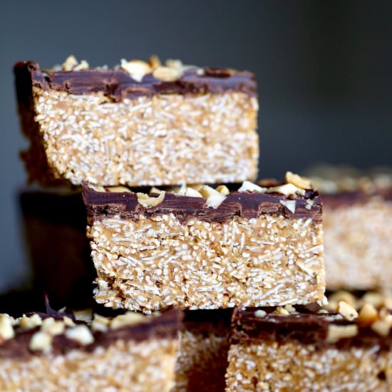 Healthier Peanut Butter Bars - Recipe photo by theconscientiouseater