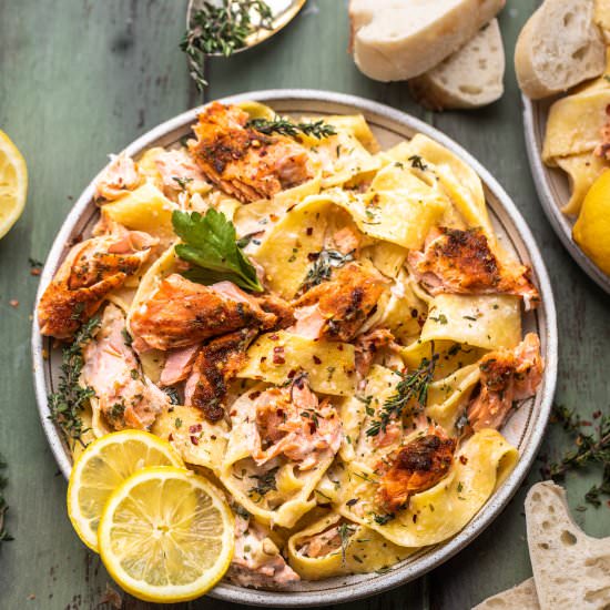 Creamy Salmon Pasta - Recipe photo by BritneyBreaksBread