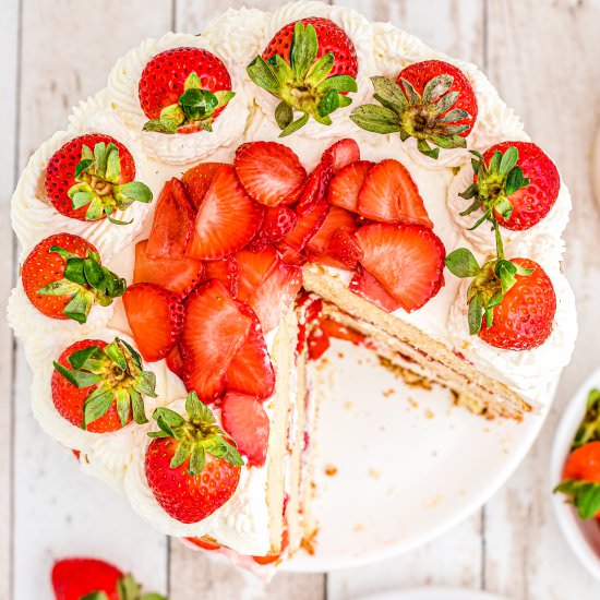 Strawberry Cream Cake - Recipe photo by FoodFolksandFun