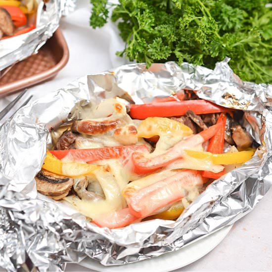 PHILLY CHEESESTEAK FOIL PACKETS - Recipe photo by Stylish Cravings
