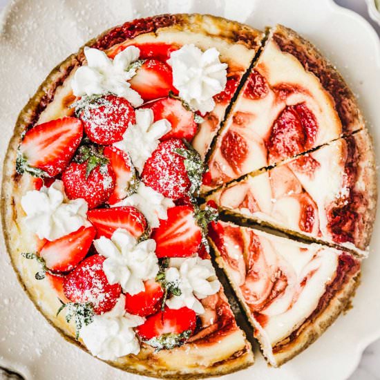 Strawberry swirl cheesecake - Recipe photo by Sweetly Cakes