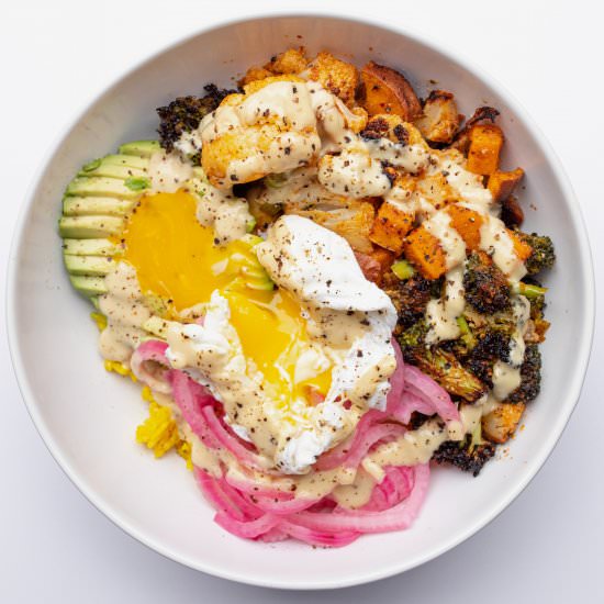 Roasted Veggie Bowl w/ Lemon Tahini - Recipe photo by thecomestible