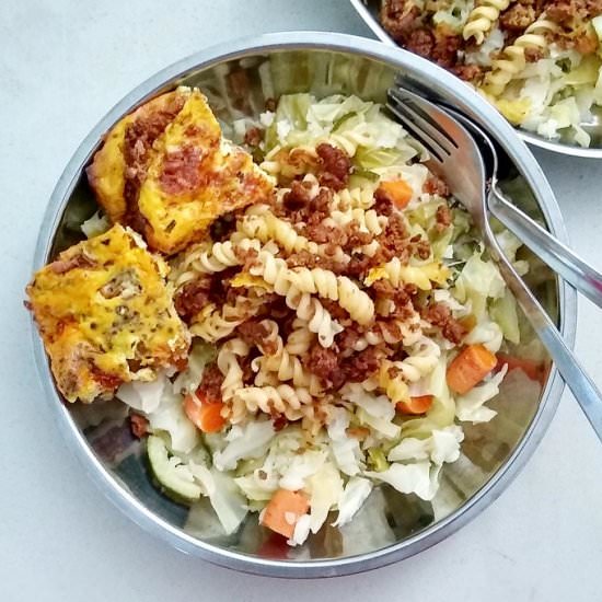 Meatless "Meat Sauce" Pasta - Recipe photo by escapetofood