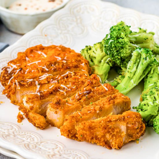 Air Fryer Parmesan Crusted Pork Cho - Recipe photo by Flavor Mosaic