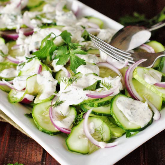 Creamy Cucumber Salad - Recipe photo by thekitchenismyplayground