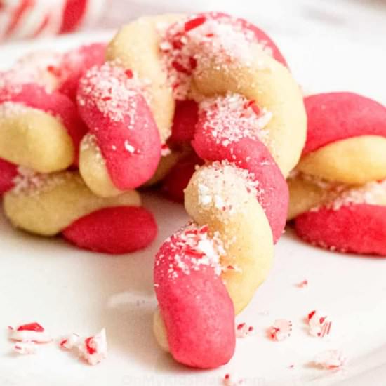 Peppermint Candy Cane Cookies - Recipe photo by OnMyKidsPlate