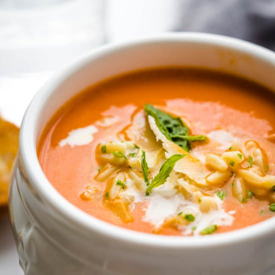 Cream of Tomato Soup w/Orzo - Recipe photo by garlic and zest