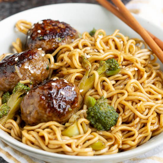 Mongolian Meatballs Ramen - Recipe photo by CallMePMc