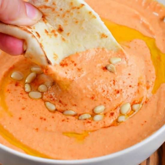 Roasted Red Pepper Hummus - Recipe photo by WillCookForSmiles