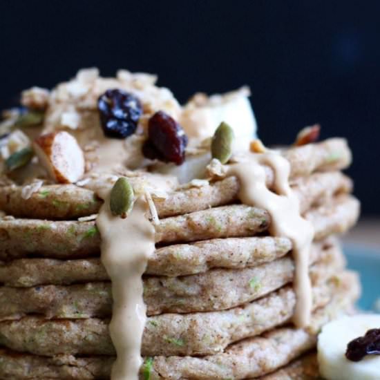 Vegan Zucchini Bread Pancakes - Recipe photo by theconscientiouseater