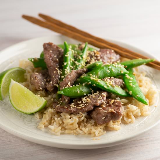 Beef Stir-Fry with Sugar Snap Peas! - Recipe photo by Framed Cooks
