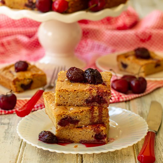 Brown Butter Cherry Blondies - Recipe photo by tenpoundcakecompany
