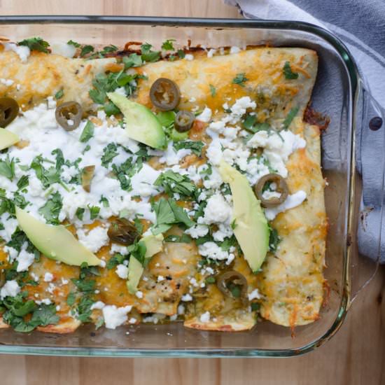 Jalapeño Popper Chicken Enchiladas - Recipe photo by hangryeconomist