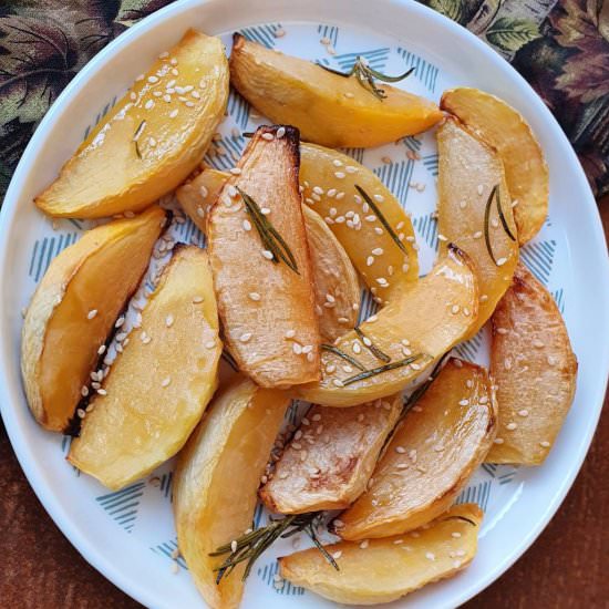 Roasted swedes - Recipe photo by Mildlyindian