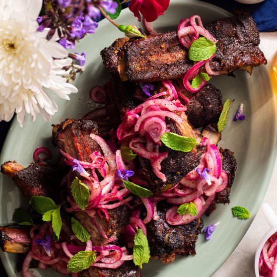 Smoked Beef Ribs with Sumac Onions - Recipe photo by rhubarbandcod