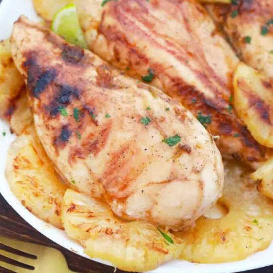 Grilled Pineapple Chicken - Recipe photo by peasandpeonies