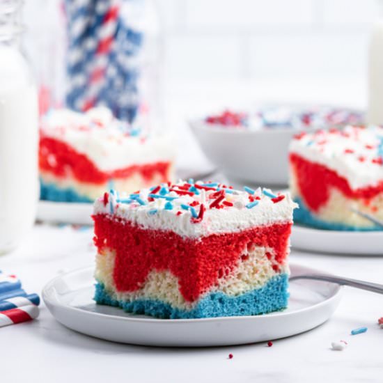 Red White and Blue Layered Cake - Recipe photo by familyfreshmeals