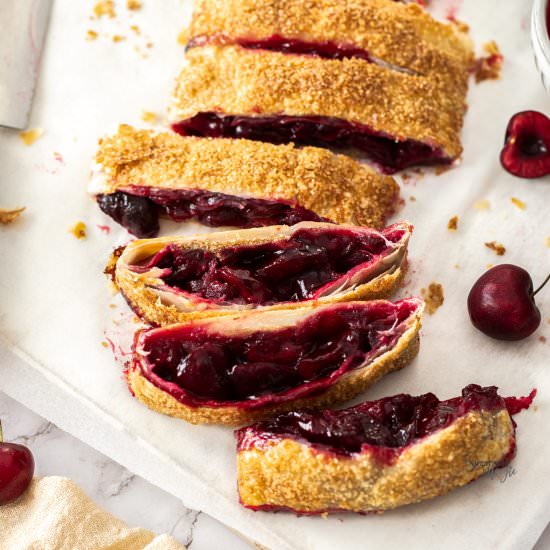 Puff Pastry Cherry Strudel - Recipe photo by sugarsaltmagic