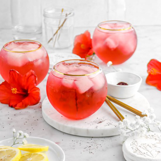 Hibiscus Tom Collins Cocktail - Recipe photo by bakerstable