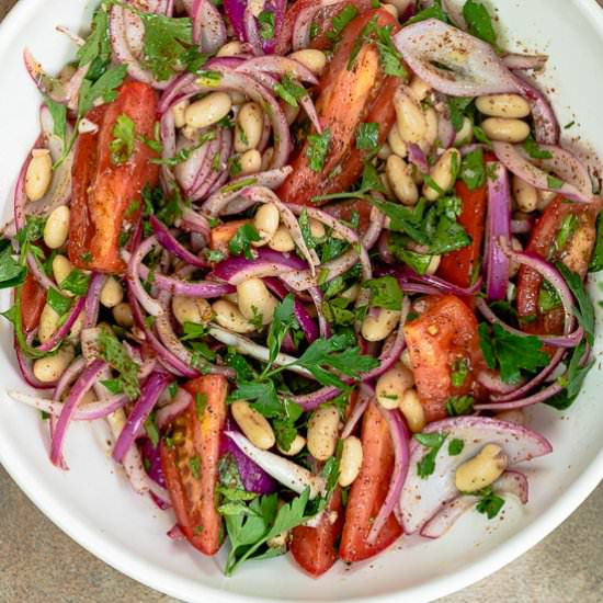 Piyaz: Turkish White Bean Salad - Recipe photo by The Mediterranean Dish