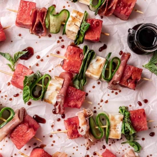 Watermelon Feta Skewers - Recipe photo by noshingwiththenolands
