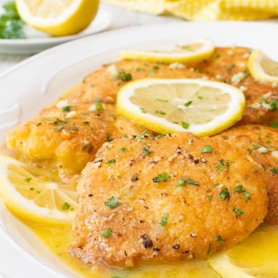 Parmesan Chicken with Lemon Butter - Recipe photo by For the Love of Cooking