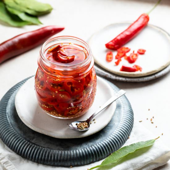 Easy Pickled Chillies - Recipe photo by Mrs Jones Kitchen