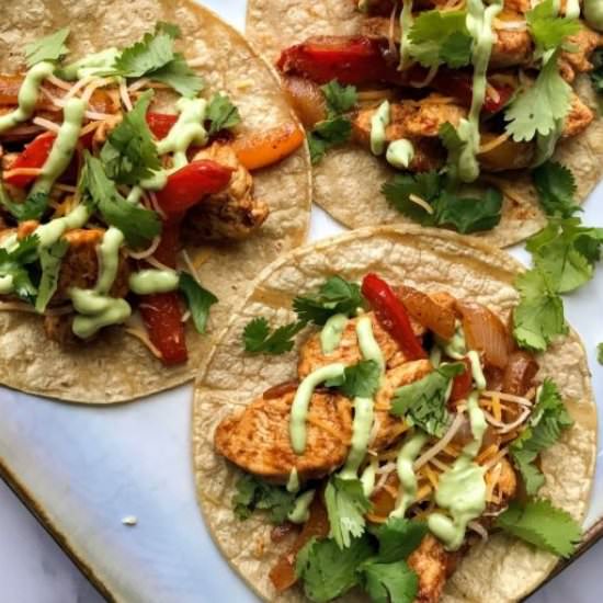 Chicken Fajita Tacos - Recipe photo by Nosh Nourish Wander